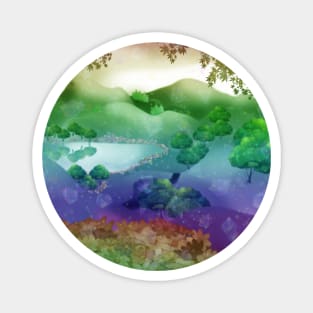 rainbow fantasy landscape Magnet